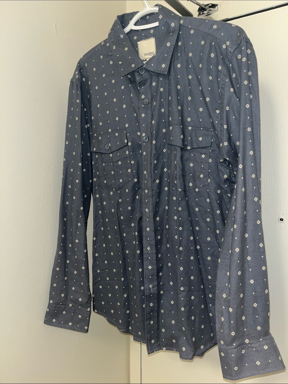 Visitor Premium Men's Navy Button-Down Shirt